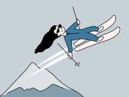 девушка на лыжах иллюстрация